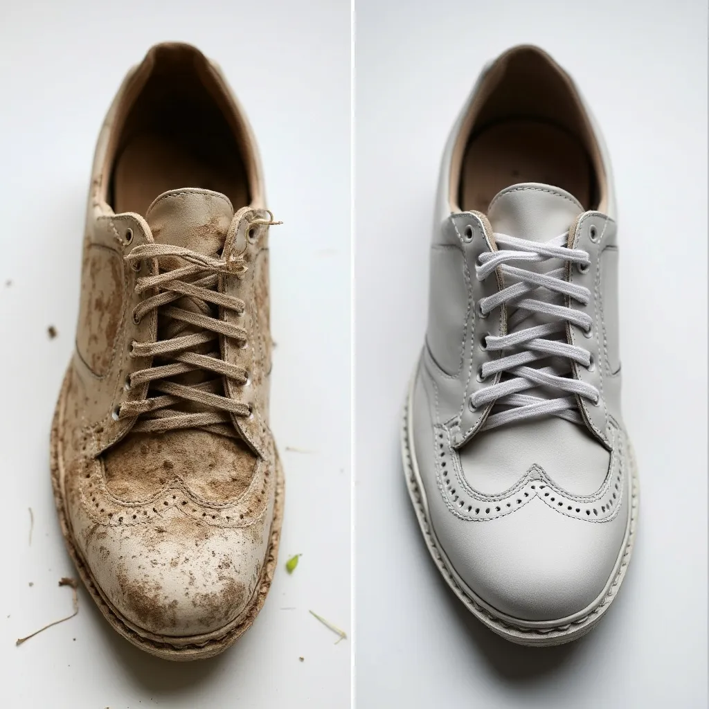 Zapatos antes y después de la limpieza
